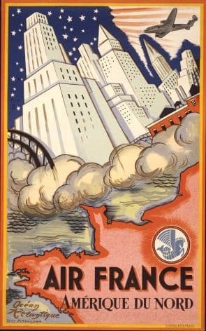 Air France poster - AMÉRIQUE DU NORD 1946