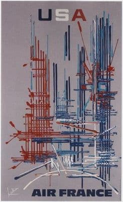 Air France to USA poster - 1967