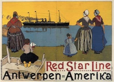 Antwerpen to New York City poster - Red Star Line