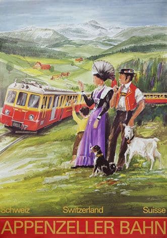 Appenzeller Bahn, Vintage Poster. Switzerland Vintage Travel Poster.