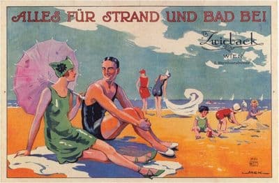 Austrian travel poster - Vienna beach