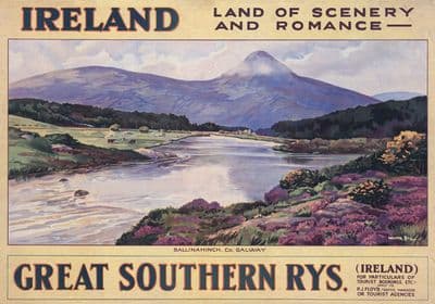 Ballinahinch, Galway. GSR Irish Vintage Travel Poster by Walter Till