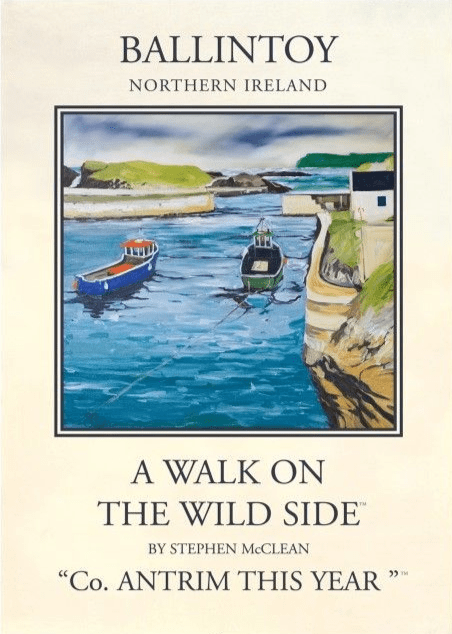 Ballintoy Harbour, County Antrim, Northern Ireland Vintage inspired travel poster Stephen McClean