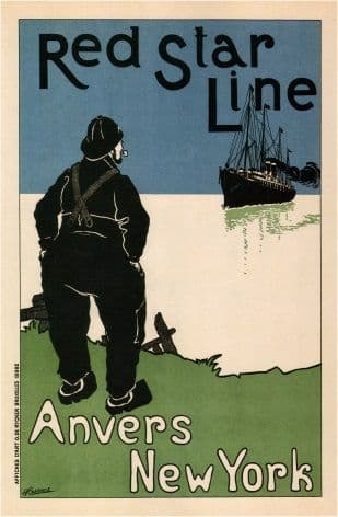 Belgian shipping poster - Anvers to New York