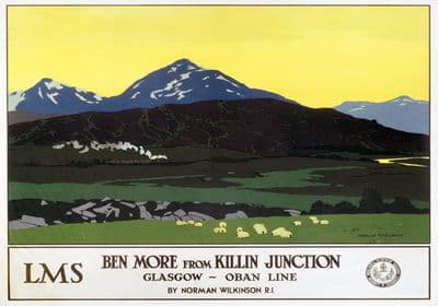 Ben More from Killin Junction. LMS Vintage Travel Poster by Norman Wilkinson