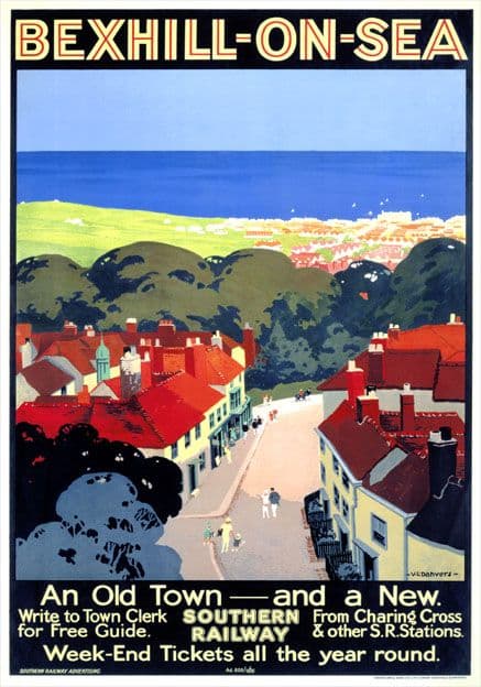 Bexhill on Sea, East Sussex. SR Vintage Travel Poster by Verney L Danvers. 1928