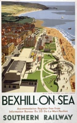 Bexhill on Sea, Sussex. Vintage Southern Railway Travel Poster by Ronald Lampitt. 1947
