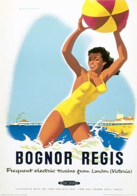 Bognor Regis, Sussex. Vintage BR Travel poster by Alan Durman. 1950s