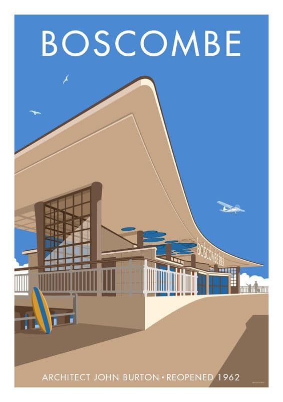 Boscombe Pier Architect John Burton Reopened 1962 Vintage Inspired  Poster by  Stephen Millership