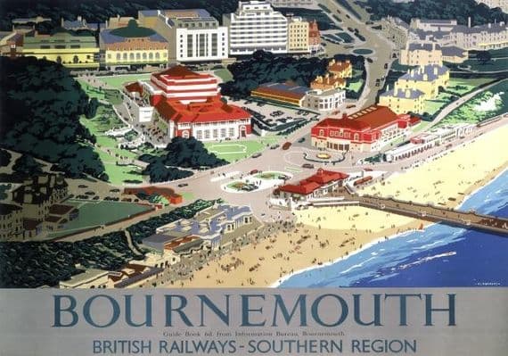 Bournemouth, Dorset. Vintage British Railways Travel Poster by Verney L Danvers