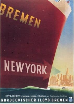 Bremen-New York. Vintage shipping poster