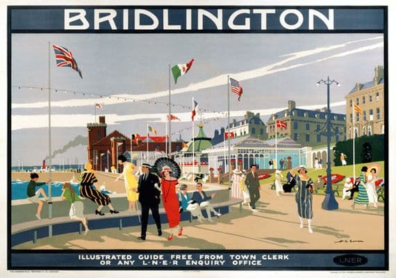 Bridlington Promenade, Yorkshire. Vintage LNER Travel poster by HG Gawthorn.