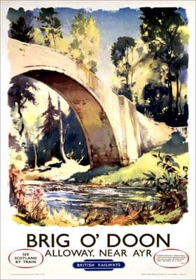 Brig O'Doon, Alloway, near Ayr. Vintage BR (SR) Travel Poster by Jack Merriott