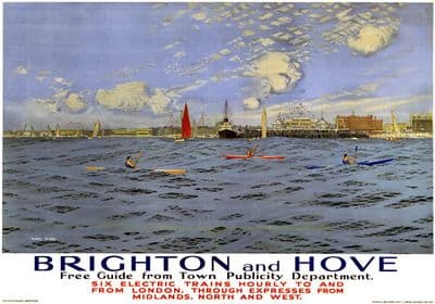 Brighton and Hove, Sussex. SR Vintage Travel Poster by Charles Pears. 1935