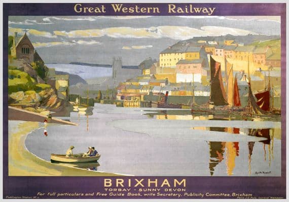 Brixham, Torbay, Devon. GWR Vintage Travel Poster by Gyrth Russell. 1923-1947