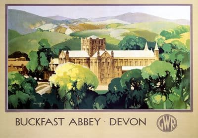 Buckfast Abbey, Devon. Vintage GWR Travel poster by Claude Buckle