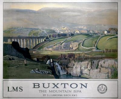 Buxton, English Railway Travel Art Poster Print, England, The Mountain Spa by LMS