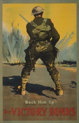Buy Victory Bonds. Back him up! Vintage American WW1 Poster.