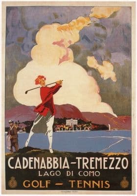 Cadenabbia Tremezzo, Golf and Tennis, Vintage Travel Poster.