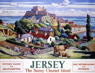 Channel Island, Jersey, British Railway Travel Poster