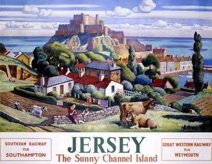 Channel Island, Jersey, British Railway Travel Poster