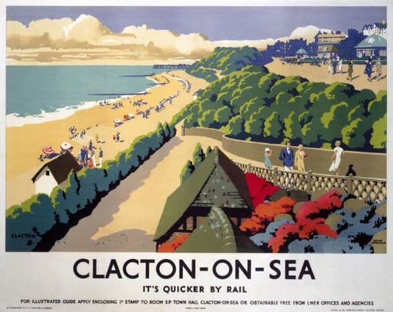 Clacton-On-Sea, Essex.  English Railway Travel Poster Print by Frank Newbould