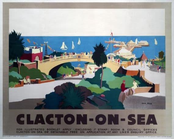 Clacton-On-Sea, Essex.  Vintage LNER Travel Poster by John Mace