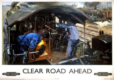 Clear Road Ahead, Monmouth Castle. BR Vintage Travel Poster by Terence Cuneo. 1949