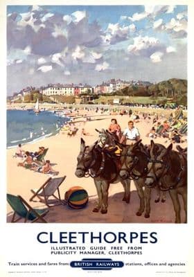 Cleethorpes, Lincolnshire, British Railways Travel Poster Print, Donkeys Beach