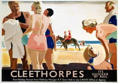 Cleethorpes, Lincolnshire, LNER Railway Travel Poster Print, It's Quicker by Rail