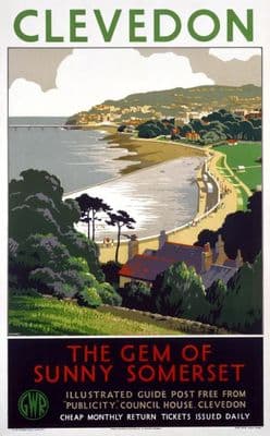 Clevedon, Somerset, England, Great Western Railway Travel Poster Print