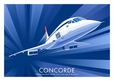 Concorde Vintage inspired British Airways Airline poster by  Stephen Millership
