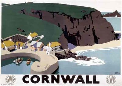 Cornwall, England, Vintage GWR Travel Poster by Frank Newbould