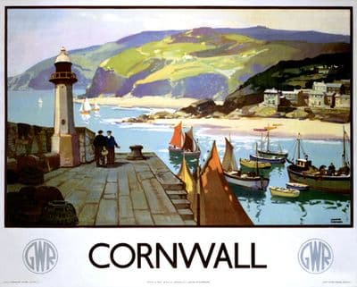 Cornwall, GWR, English Railway Travel Poster Art Print by Leonard Richmond
