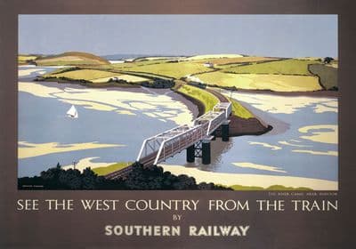 Cornwall, Padstow. Vintage Southern Railway Travel poster by EH Hubbard