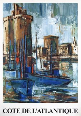 Cote de l'Atlantique, chemins de fer francais. Vintage French Railways travel poster Print by Larrieu