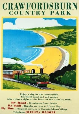 Crawfordsburn Country Park & Belfast Lough Railway Travel Poster, County Down, Northern Ireland