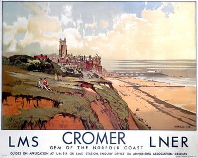 Cromer, Gem of the Norfolk Coast. Vintage LMS and LNER Travel Poster by Walter Dexter.