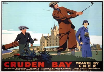 Cruden Bay, Golfing, Aberdeenshire. Vintage LNER Travel Poster by Frank Newbould. 1935