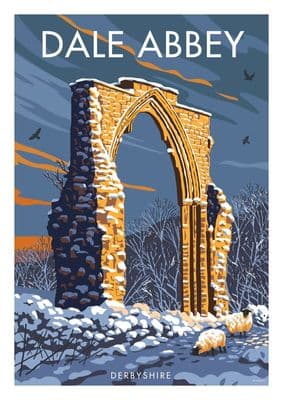 Dale Abbey, Derbyshire, Vintage inspired poster, Stephen Millership
