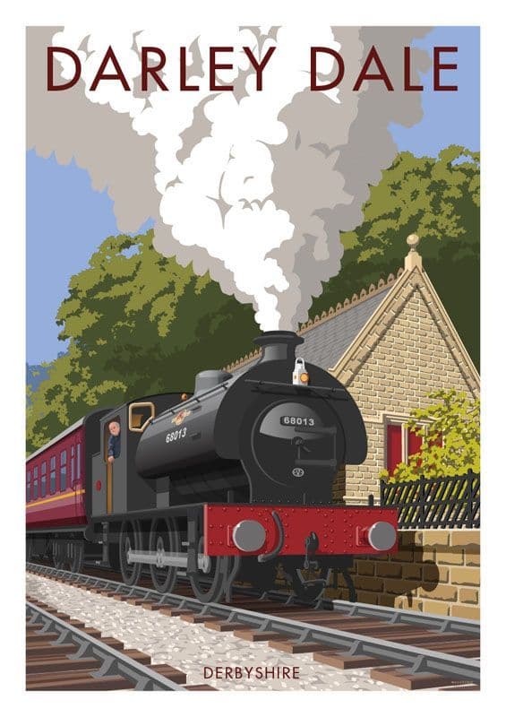 Darley Dale, Derbyshire. English Vintage inspired train & railway poster by Millership