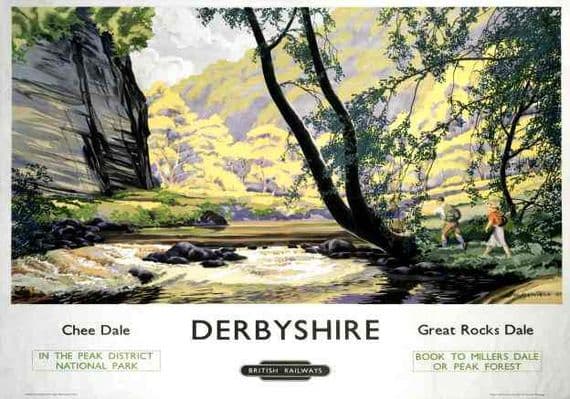 Derbyshire, Chee Dale Great Rocks Dale British Railways Travel Poster Print