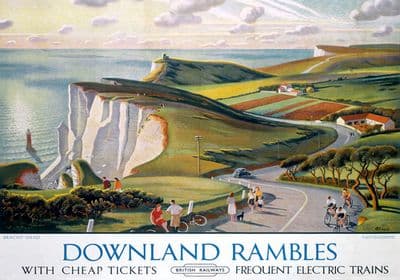 Downland Rambles, Beachy Head, Eastbourne, Sussex. BR Vintage Travel Poster by Allinson