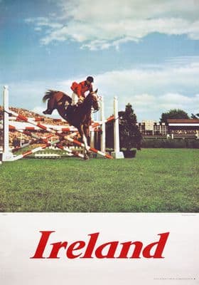 Dublin Horse Show at the RDS. Vintage travel poster - Ireland, show jumping