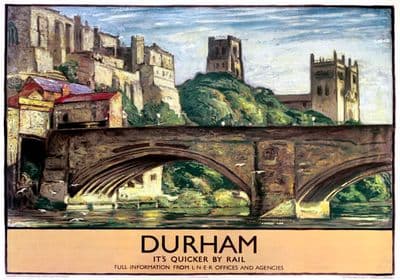 Durham Castle & Cathedral. LNER Vintage Railway Travel poster by Sydney Lee. 1935