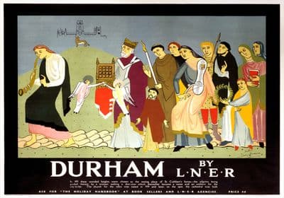 Durham, Pilgrims. LNER Vintage Travel Poster by Doris Clare Zinkeisen. 1932