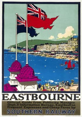 Eastbourne, East Sussex. SR Vintage Travel Poster by Kenneth Shoesmith
