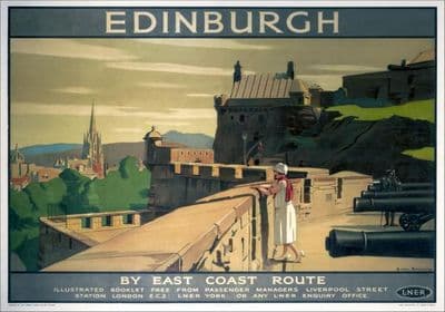 Edinburgh Castle Vintage Railway Travel Poster Print by LNER