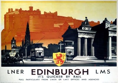 Edinburgh Castle. LNER/LMS Vintage Travel Poster 1923-1947