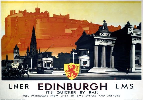 Edinburgh Castle. LNER/LMS Vintage Travel Poster 1923-1947